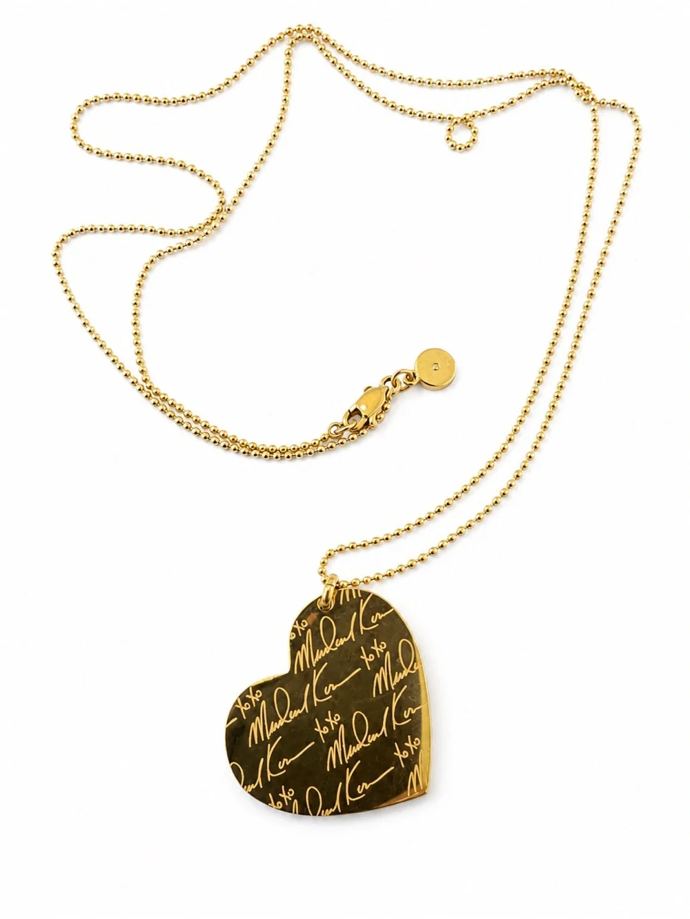 Nice! Michael Kors Gold Script Logo Heart Pendant Necklace